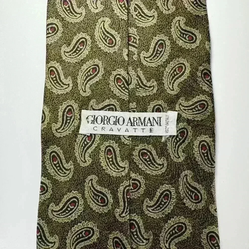 Giorgio Armani Cravatte Made in Italy Paisley Brown Gold Tie